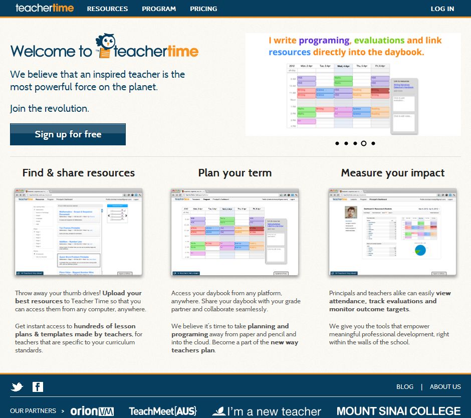 [Image] Teacher Time Website